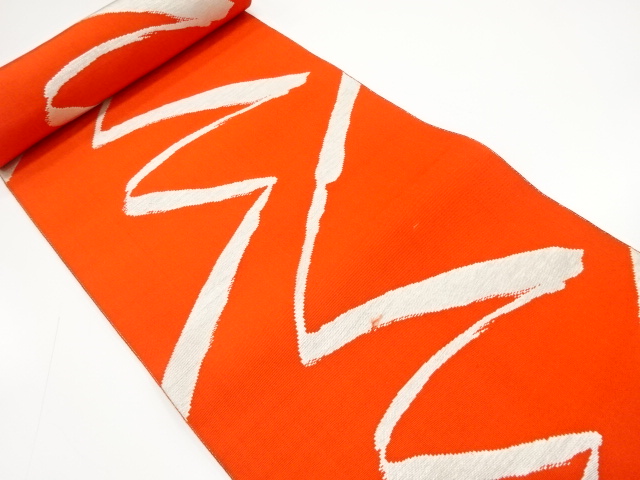 JAPANESE KIMONO / ANTIQUE BOLT FOR HASSUN OBI / WOVEN LINE DRAWING